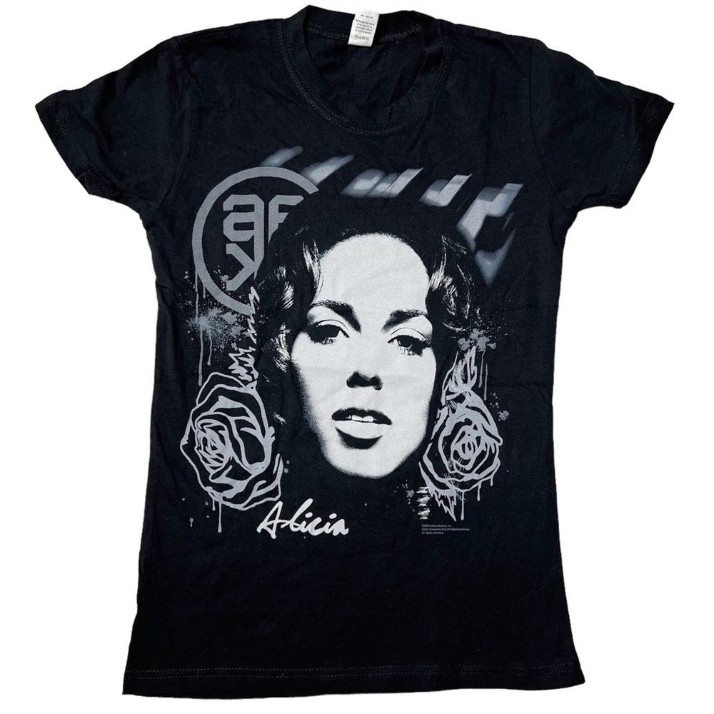 NWOT Alicia Keys {Tultex} 2009 SS Fitted Graphic T-Shirt Black Women’s XS